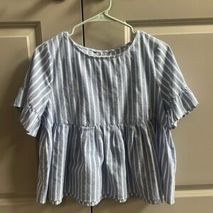 Blue and white peplum top!